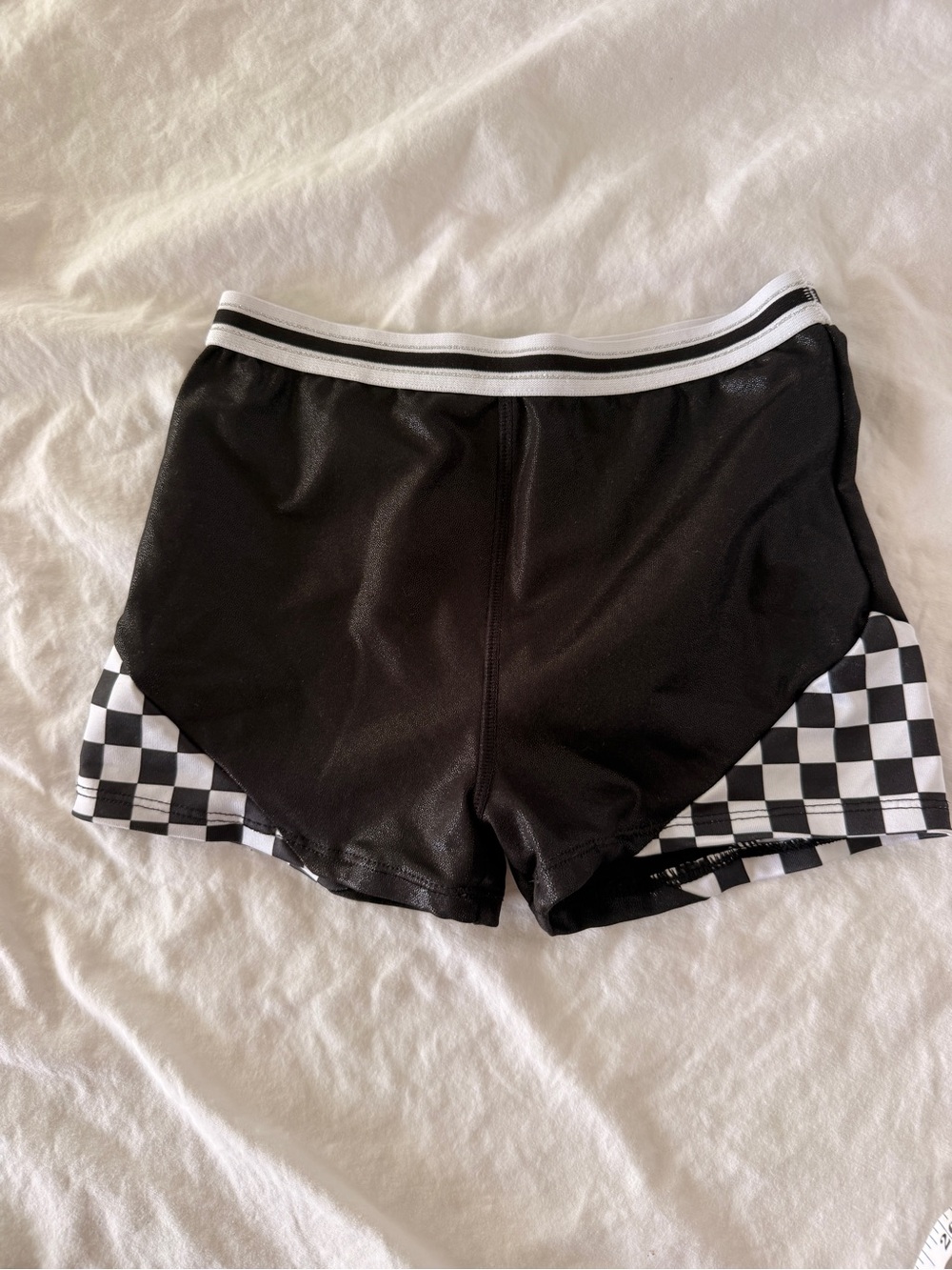Black Checkered Trim Athletic Shorts Cartwheel Shorts
